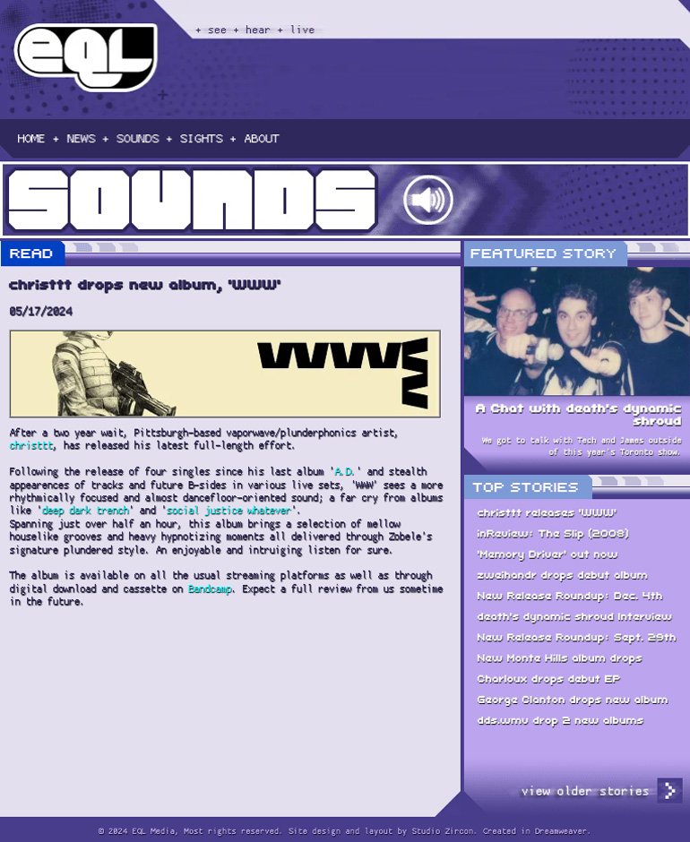 EQL Media 'Sounds' page